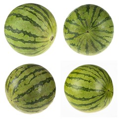 set of yellow watermelons isolated on white background