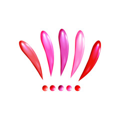 Collection of strokes of lipsticks various colors isolated on white background.Design elements of decorative cosmetics for shops, posters, flyers.Vector illustration.