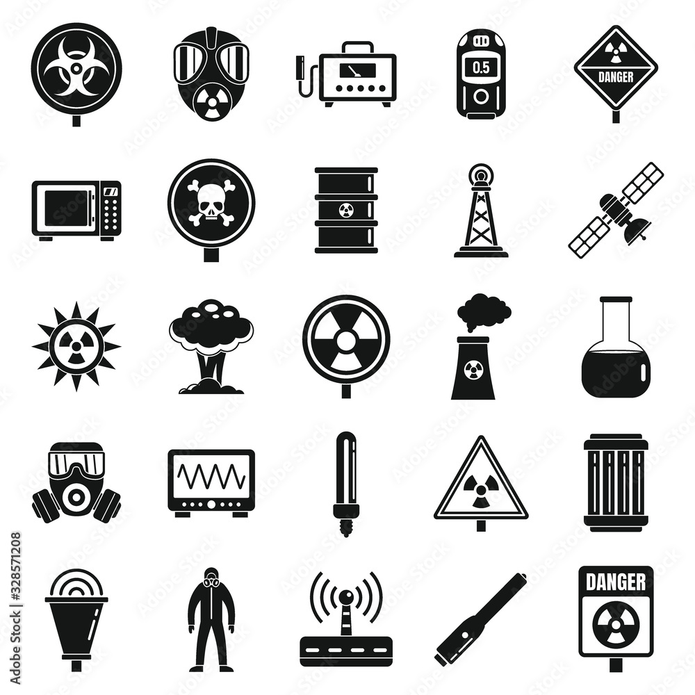 Poster radiation hazard icons set. simple set of radiation hazard vector icons for web design on white back