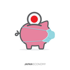 Japan healthcare savings. Piggy bank with medical face mask