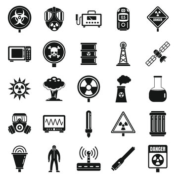 Radiation hazard icons set. Simple set of radiation hazard vector icons for web design on white background