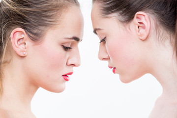 Portrait of beautiful women on white background