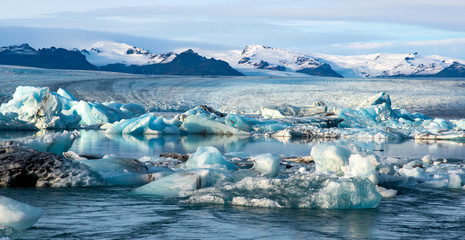 View of Jökulsárlón which is a glacial lake, South Coast, Iceland