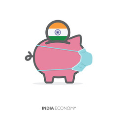 India healthcare savings. Piggy bank with medical face mask