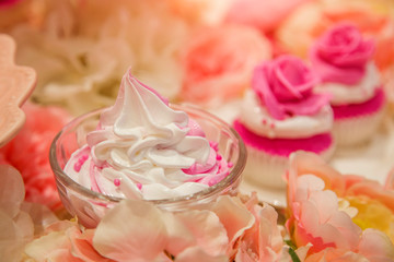 sweety pink theme with sweet cream milk and strawberry