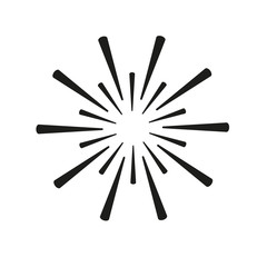 Sun rays hand drawn, linear drawing. Vector illustration isolated on white background