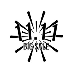 Black icon or symbol of 11.11 Mega shopping day sale poster or flyer design. Global shopping world day. 