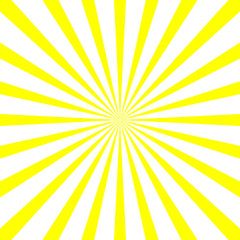 Yellow & white sunburst background in pop art style. Radial stripes. Retro rays comic yellow background