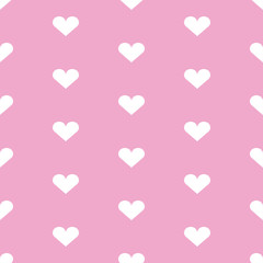 Seamless background with hearts and dots. Pink background to decorate the maiden party. Paper design for a little princess. Vector illustration