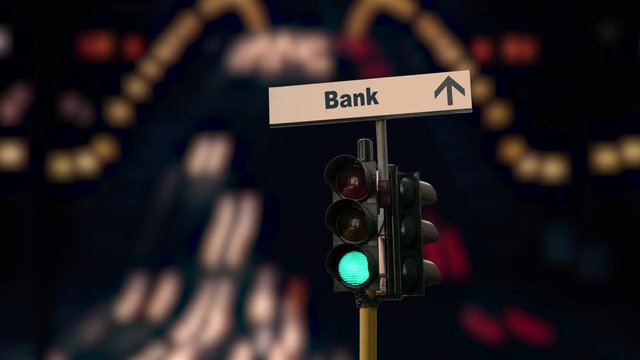 Street Sign the Way to Bank