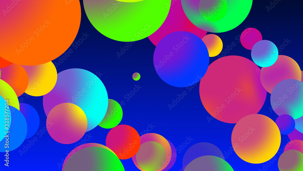 Poster abstract simple background with beautiful multi-colored circles or balls in flat style like paint bu