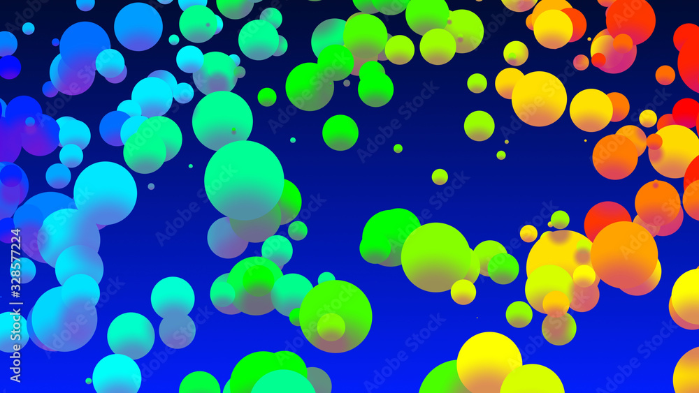 Poster abstract simple background with beautiful multi-colored circles or balls in flat style like paint bu