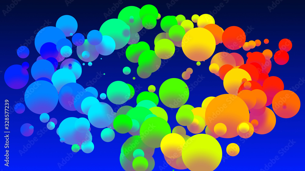 Poster abstract simple background with beautiful multi-colored circles or balls in flat style like paint bu