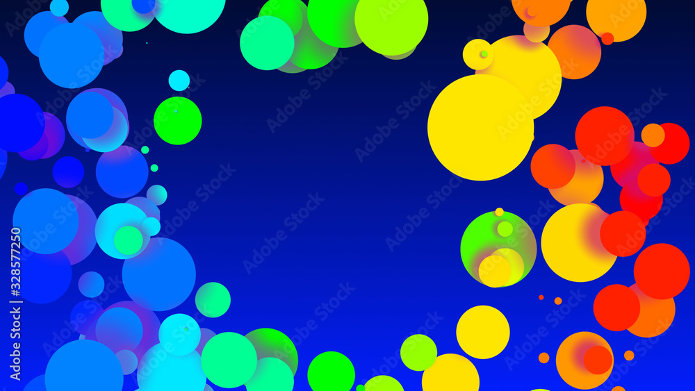 Poster abstract simple background with beautiful multi-colored circles or balls in flat style like paint bu