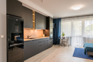 modern kitchen interior of living room