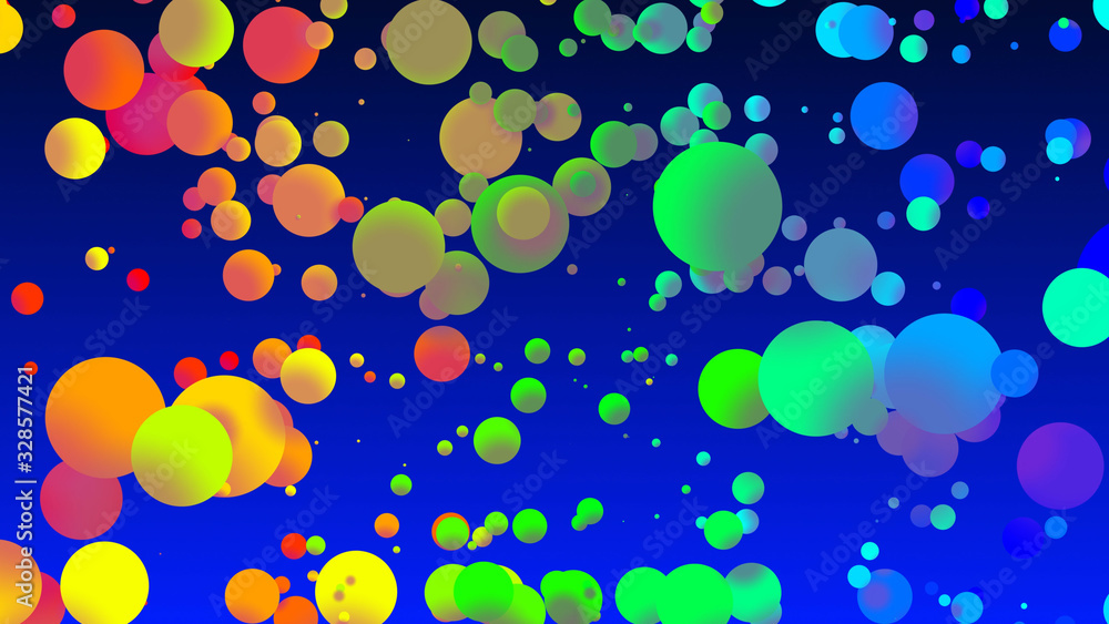 Poster abstract simple background with beautiful multi-colored circles or balls in flat style like paint bu