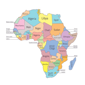 Vector illustration: map of Africa with country names