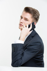 Portrait of young man on white background