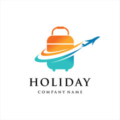 Holiday Airplane Logo Design Illustration