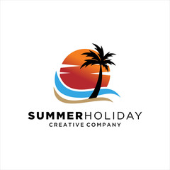 Obraz premium logo Summer holidays design Labels, Badges,emblem,vector illustration, logo design inspiration