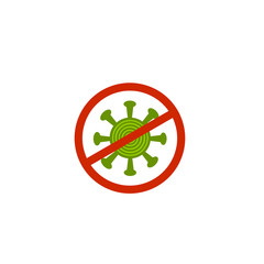 Corona virus icon with red stop sign on white background. Pandemic and coronavirus outbreaks