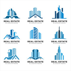 Fototapeta premium Set of Real Estate Logo Design. Creative abstract real estate icon logo template, Creative Building Concept Logo Design Template, logo design inspiration