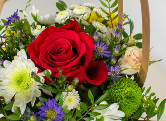 Closeup flower bouquet with different flowers