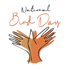 National Bird Day Vector Illustration. two hands are folded in the shape of a bird.