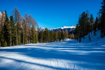 Peak of Dolomites Mountains in the winter