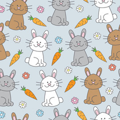 Childish seamless pattern with cute rabbit. It can be used for wallpapers, cards, wrapping, patterns for clothes and other.