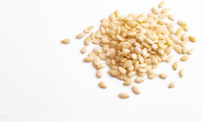 sesame seeds isolated on white background, macro