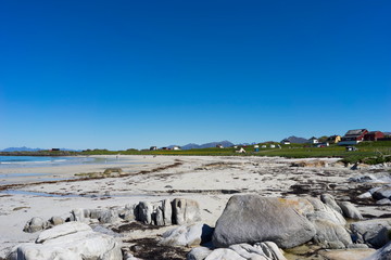 Beautiful sand beach on the Lofoten islands in Norway