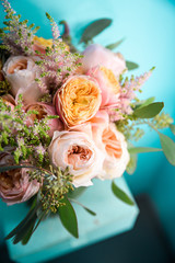 Charming bouquet of the bride in pastel colors