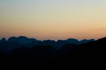 Sunset at Tam Coc from the top of Hang Mua viewpoint.