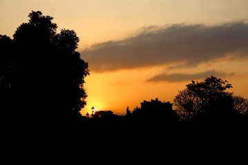 Sunset at the vietnamese imperial citadelle at Hue, Vietnam
