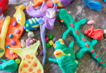 Little sea animals made with playdough