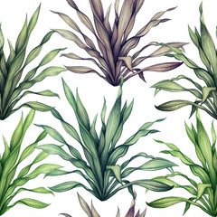 Watercolor painting colorful tropical green leaf,palm leave seamless pattern background. Watercolor illustration tropical exotic leaf prints for wallpaper,textile Hawaii aloha jungle vintage style.