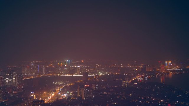 Hanoi seen from bigest building. Hanoi night landscape, Vietnam