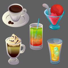 coffee drink ice cream and juice