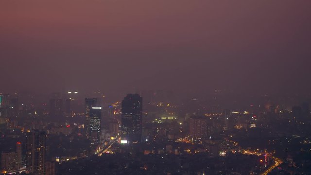 Hanoi seen from bigest building. Hanoi night landscape, Vietnam