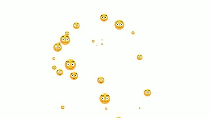 embarrassed emoticons flying animation. social media motion isolated on white background. - Powered by Adobe
