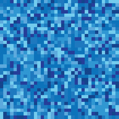 Pixel mosaic seamless pattern. Repeating texture with blue colored square points. Geometric vector background.