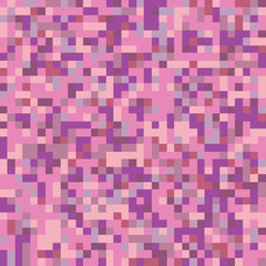 Pixel mosaic seamless pattern in purple tones. Repeating texture with violet colored square points. Geometric vector background.