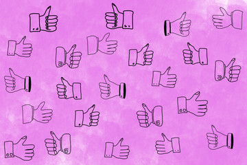 background of hand drawn thumbs up illustration