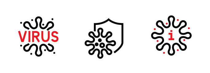 Microbe and Bacteria icons Editable Line