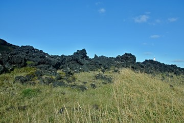 Iceland-view of nature near Iceland's oldest lighthouse Reykjanes Viti on Reykjanes peninsula