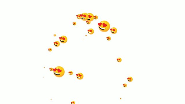 love struck emoticons flying animation. social media motion isolated on white background.