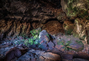 Cave Cueva de los Verdes on Lanzarote, Canary Islands.