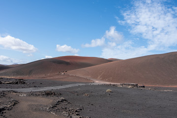 Volcanic landscape of Timanfaya National Park on island Lanzarote