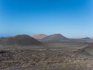 Volcanic landscape of Timanfaya National Park on island Lanzarote